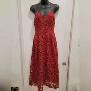 ASTR the Label Lace A-Line Midi Dress Rust Sleeveless Women's Size Medium NWT